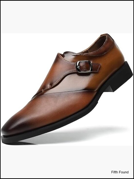 Men\'s Single Monk Strap Dress Loafer Formal Oxford Shoes Business Wedding